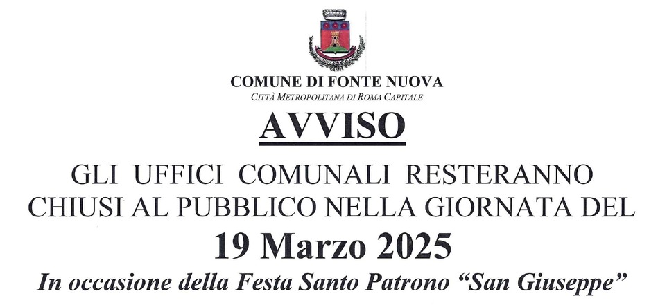 Avviso di chiusura Uffici Comunali